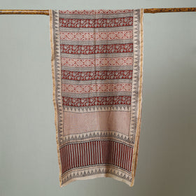 Multicolor  Bagh Hand Block Printed Chanderi Silk Stole