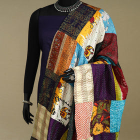Multicolor - patchwork reversible silk bengal kantha work