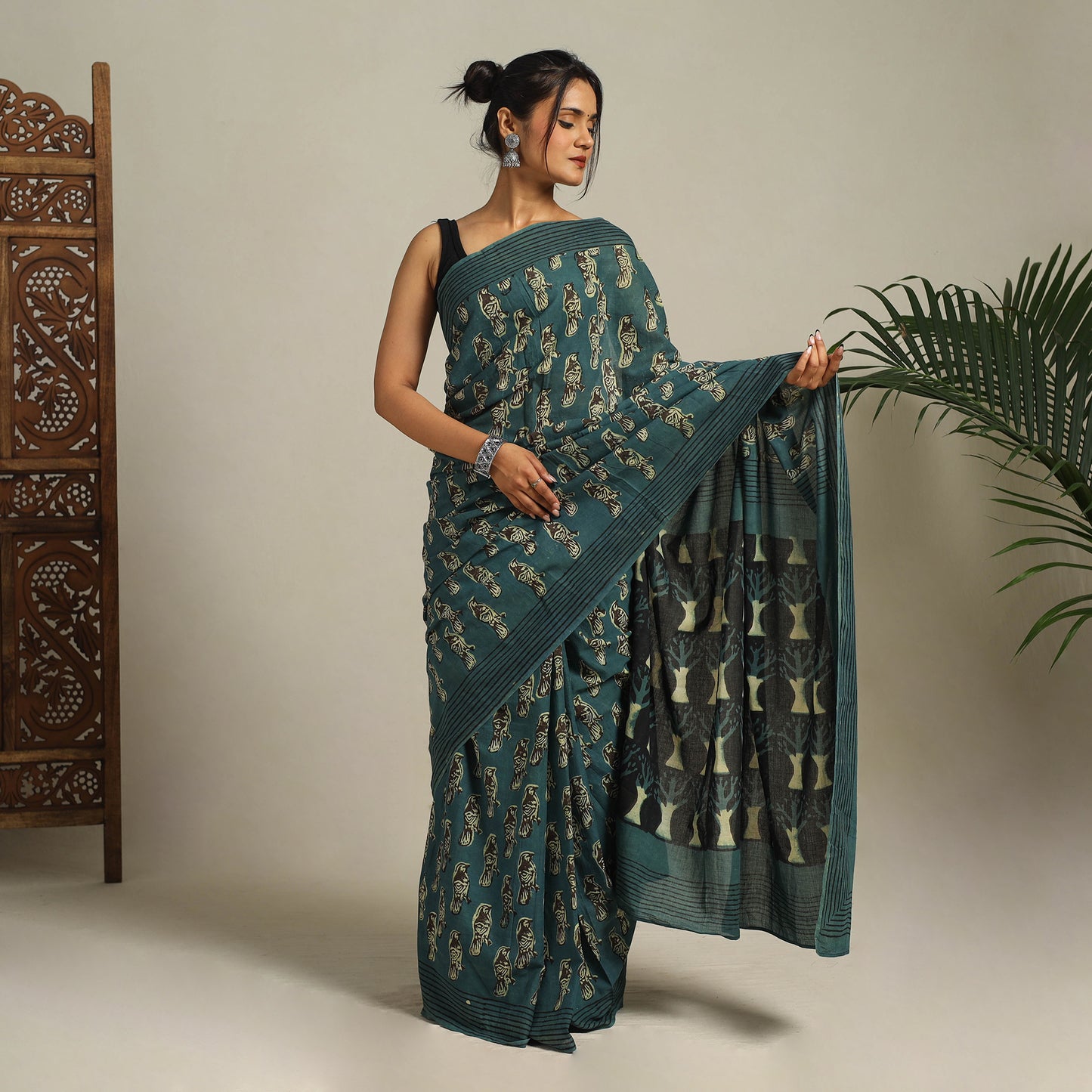 Green - bindaas art natural dyed cotton saree 07