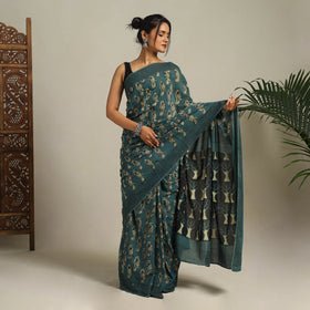 Green - bindaas art natural dyed cotton saree 07