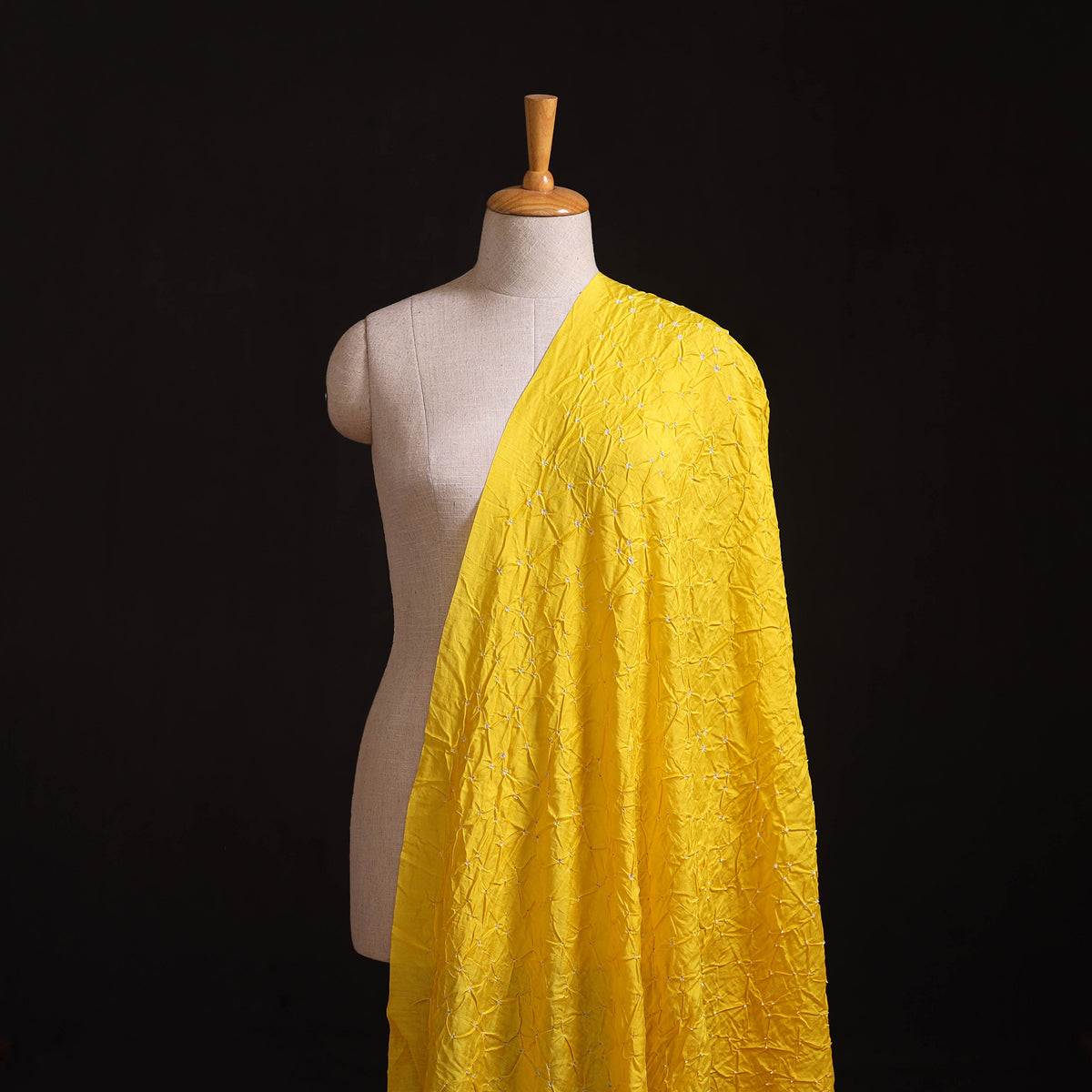 Kutch Bandhani Tie-Dye Chanderi Silk Fabric 12