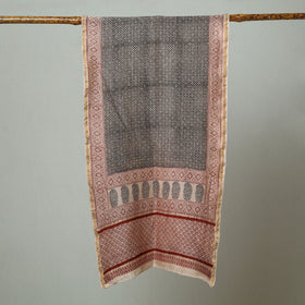 Black Bagh Hand Block Printed Chanderi Silk Stole