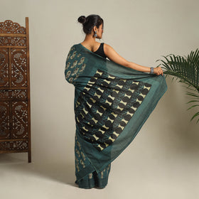 Green - bindaas art natural dyed cotton saree 07