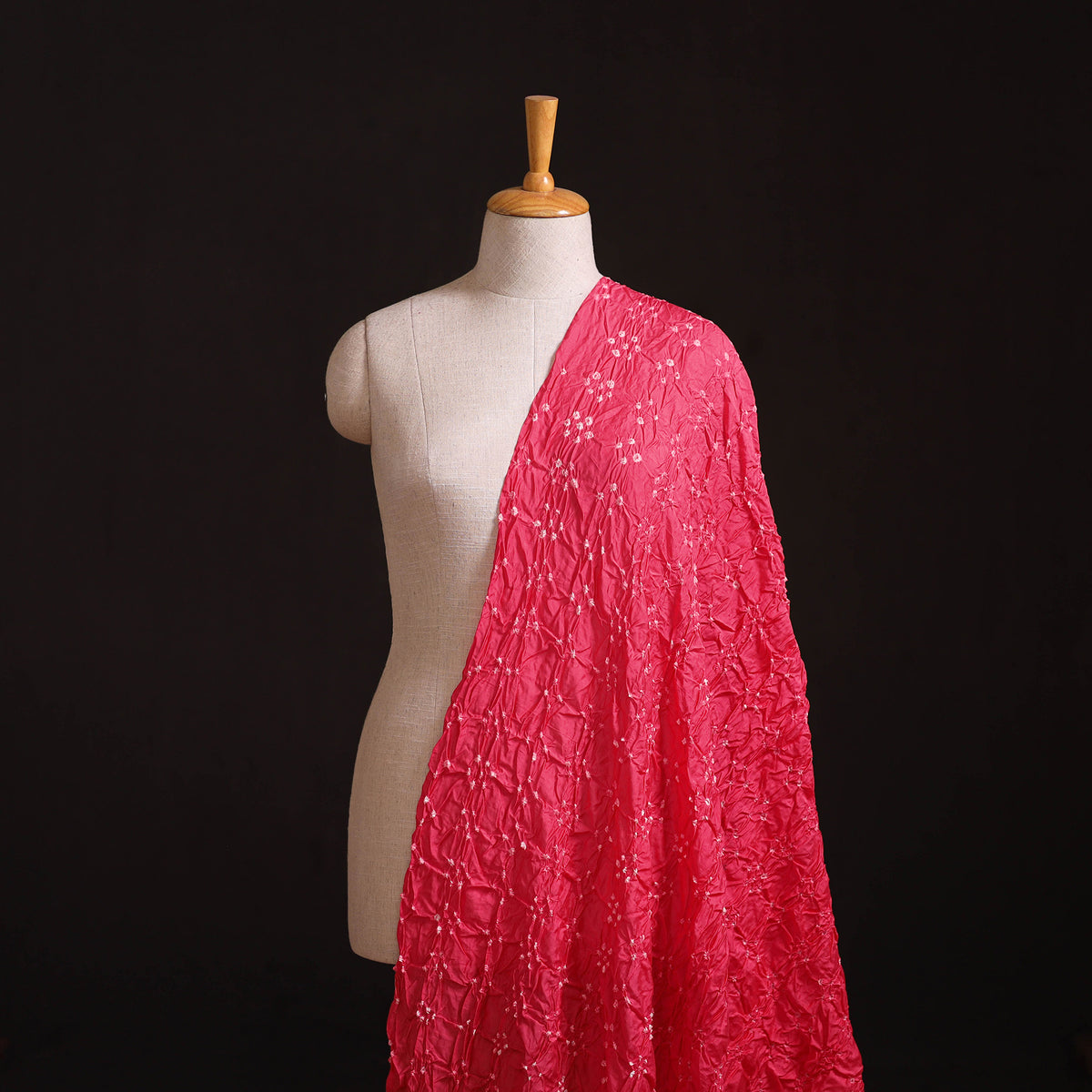 Kutch Bandhani Tie-Dye Chanderi Silk Fabric 13