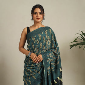 Green - bindaas art natural dyed cotton saree 07