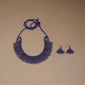 Blue - Handmade Beadwork Jaali Necklace Set 77