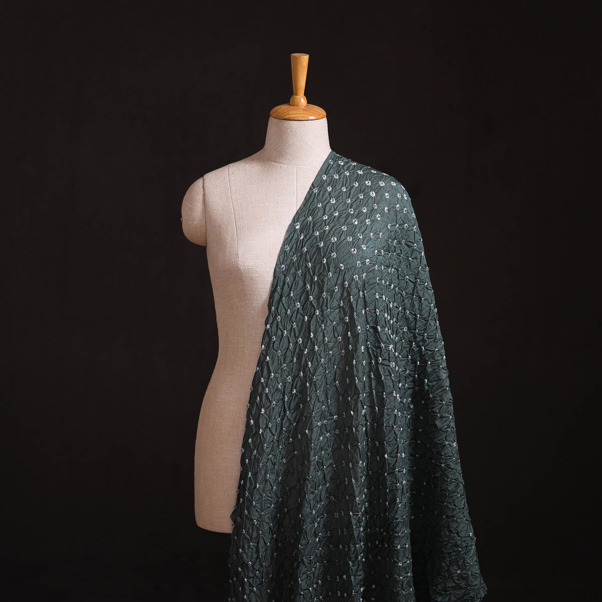 Kutch Bandhani Tie-Dye Chanderi Silk Fabric 15