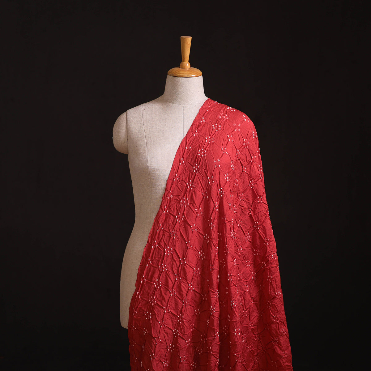 Kutch Bandhani Tie-Dye Chanderi Silk Fabric 19