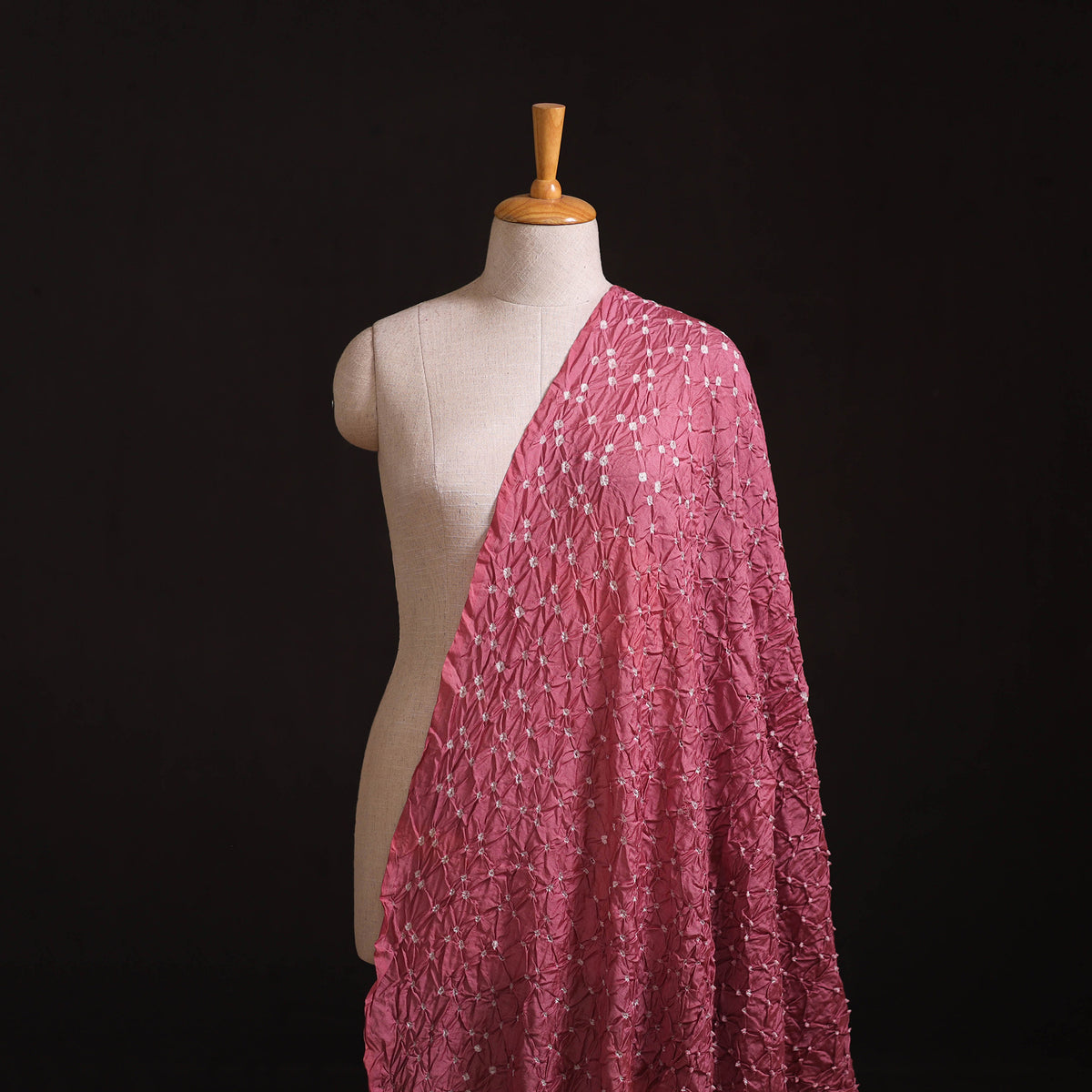 Kutch Bandhani Tie-Dye Chanderi Silk Fabric 07