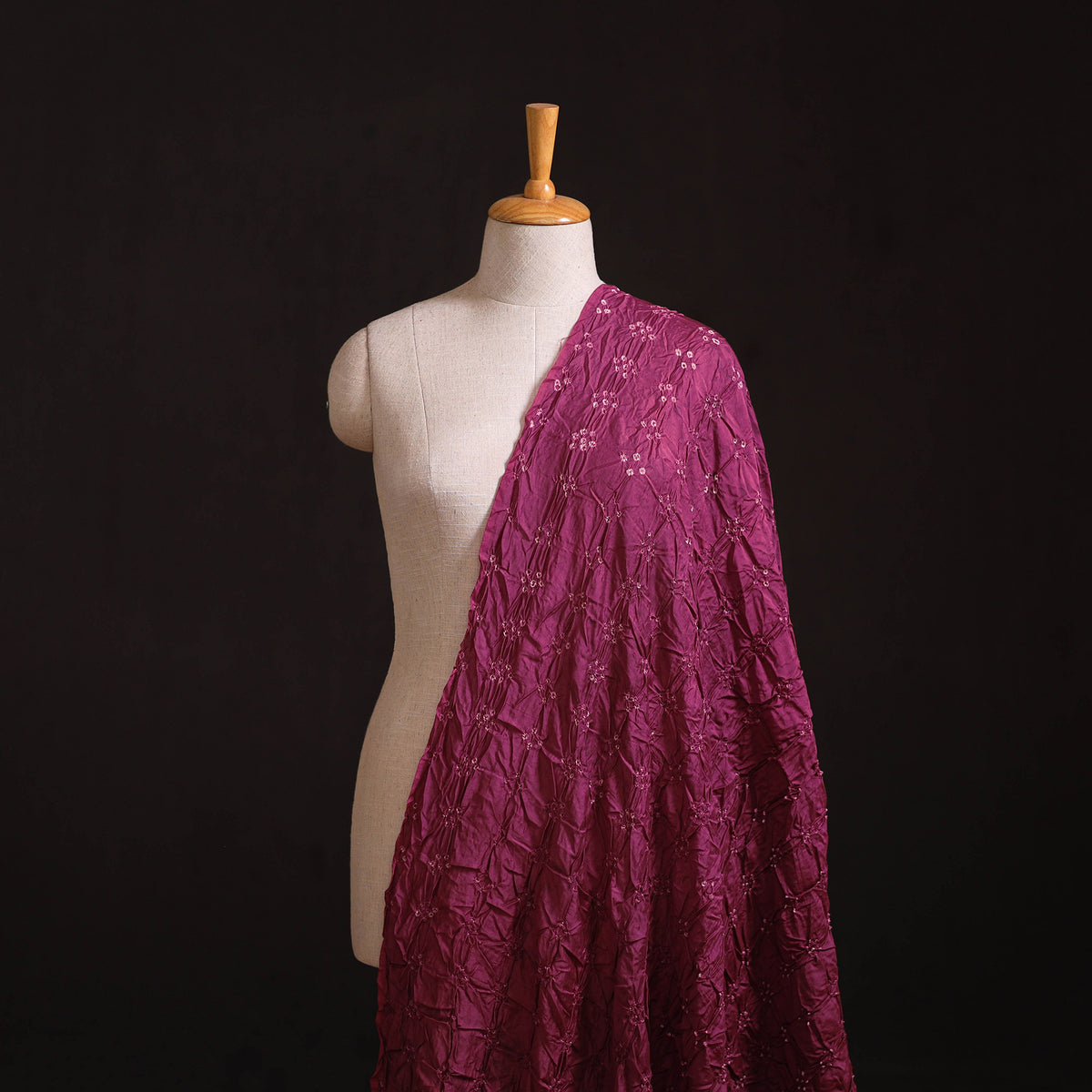 Kutch Bandhani Tie-Dye Chanderi Silk Fabric 22
