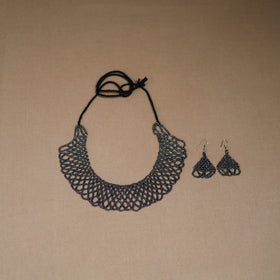 Black - Handmade Beadwork Jaali Necklace Set 75