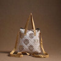 White - Handcrafted Quilted Silk Sling Bag 32