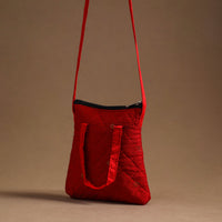 Red - Handcrafted Quilted Silk Sling Bag 33