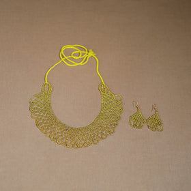 Yellow - Handmade Beadwork Jaali Necklace Set 74
