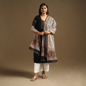 White - bagru cotton kota doria dupatta 20 - handcrafted