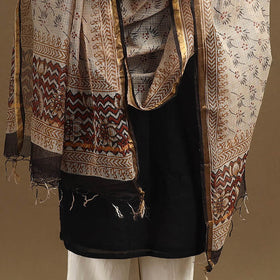 White - bagru cotton kota doria dupatta 20 - handcrafted