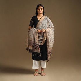 White - bagru cotton kota doria dupatta 20 - handcrafted