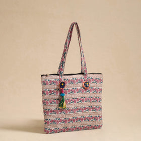 Pink Handcrafted Quilted Cotton Hand Bag