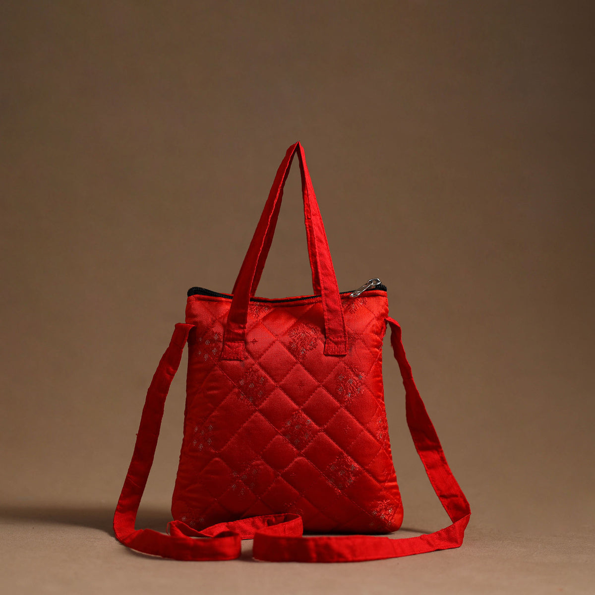 Red - Handcrafted Quilted Silk Sling Bag 34