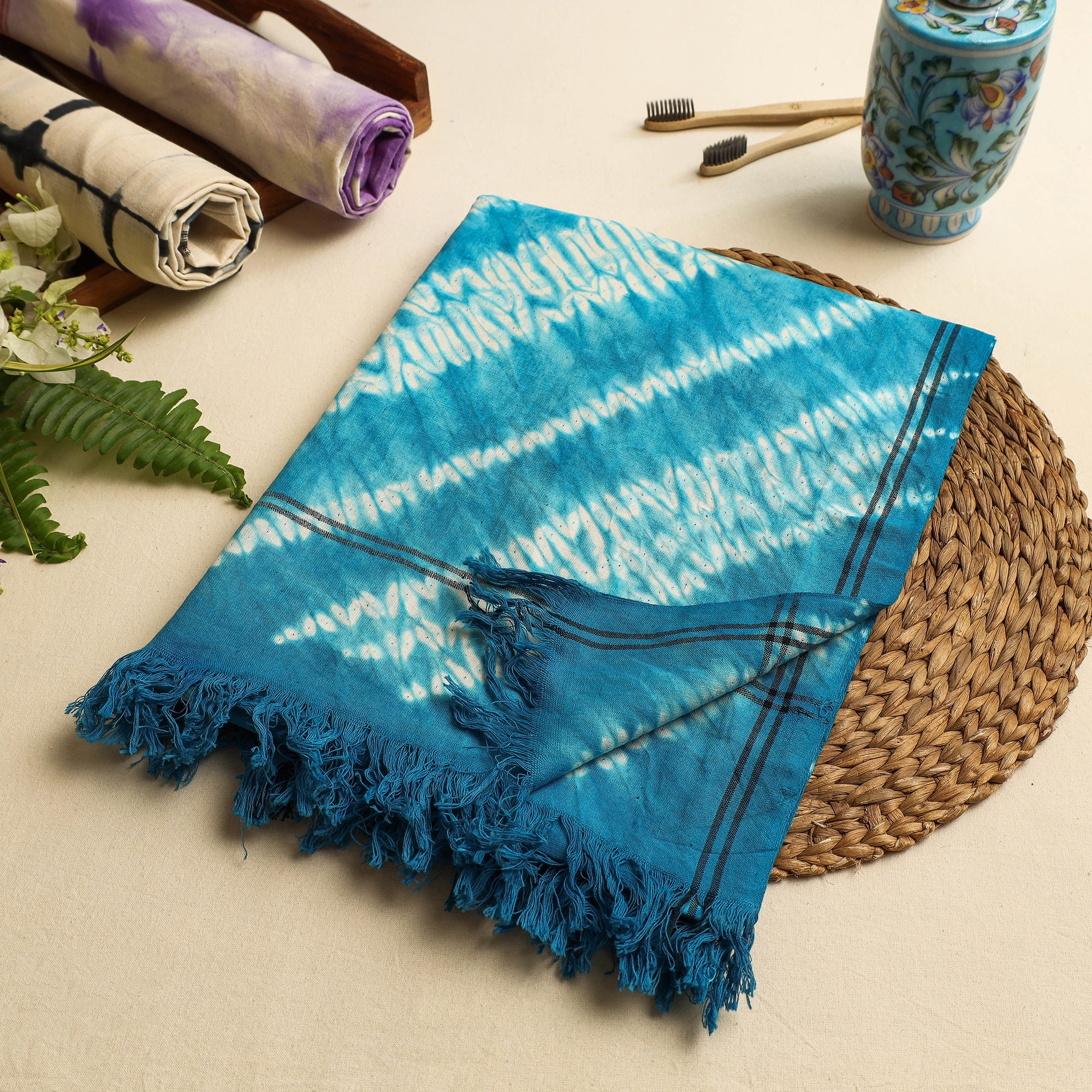  Jhiri Handloom Shibori Tye-Dye Pure Cotton Towel 