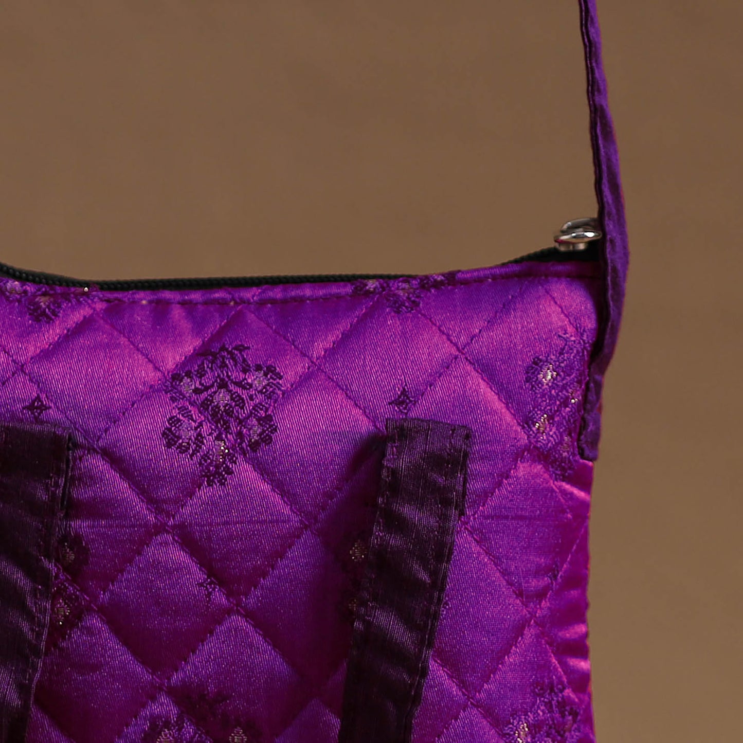 Purple - Handcrafted Quilted Silk Sling Bag 35