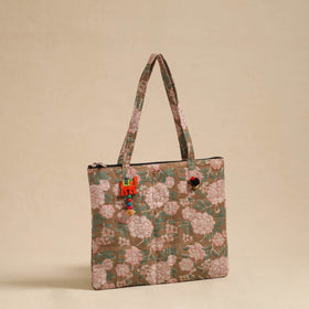  Brown Handcrafted Quilted Cotton Hand Bag