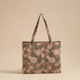  Brown Handcrafted Quilted Cotton Hand Bag