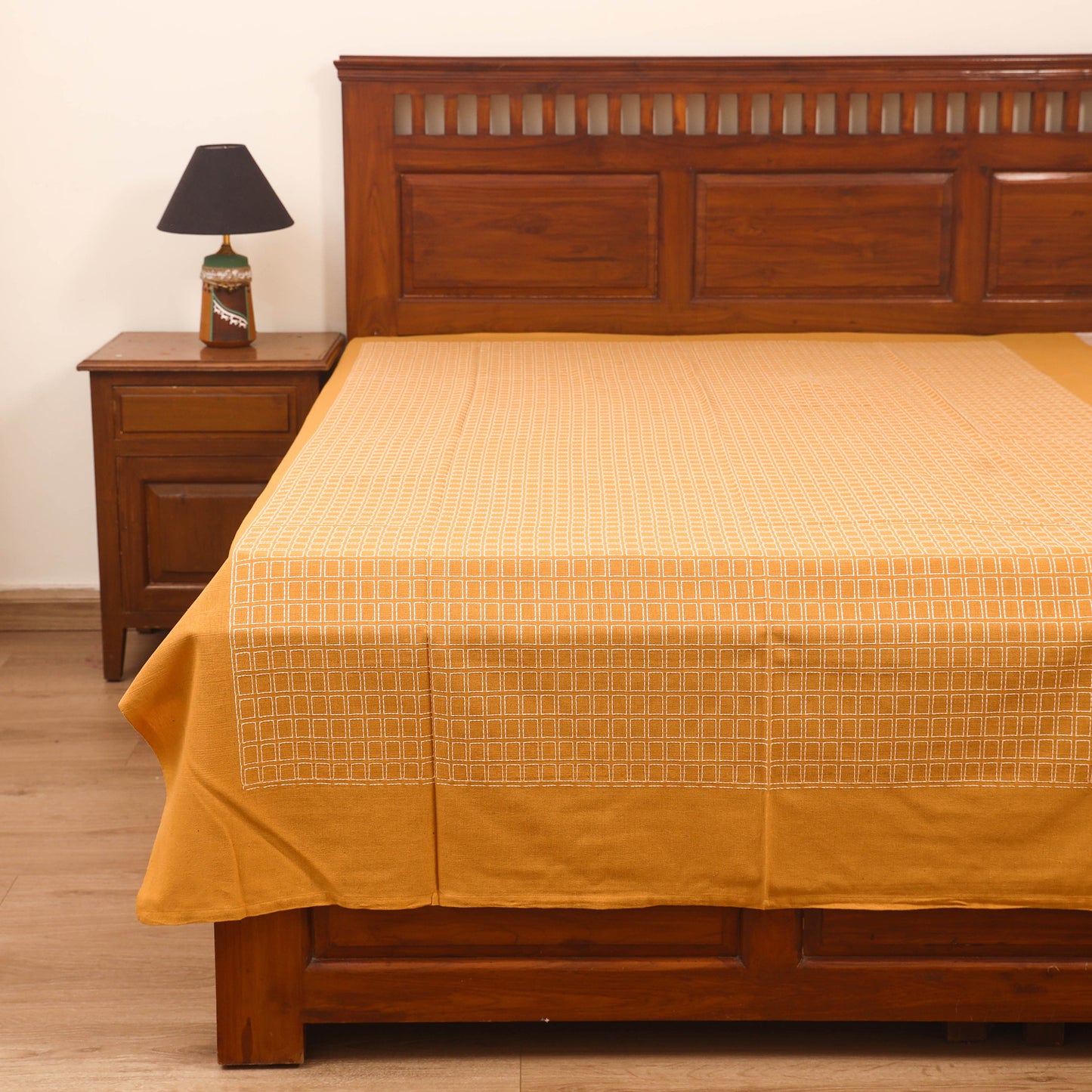 Bijnor Pure Handloom Cotton Single Bed Sheet (90 x 60 in) 77