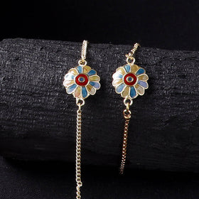 Handcrafted Meenakari Bhaiya Bhabhi Rakhi Set with Coir Box 36
