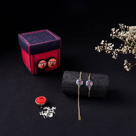 Handcrafted Meenakari Bhaiya Bhabhi Rakhi Set with Coir Box 37