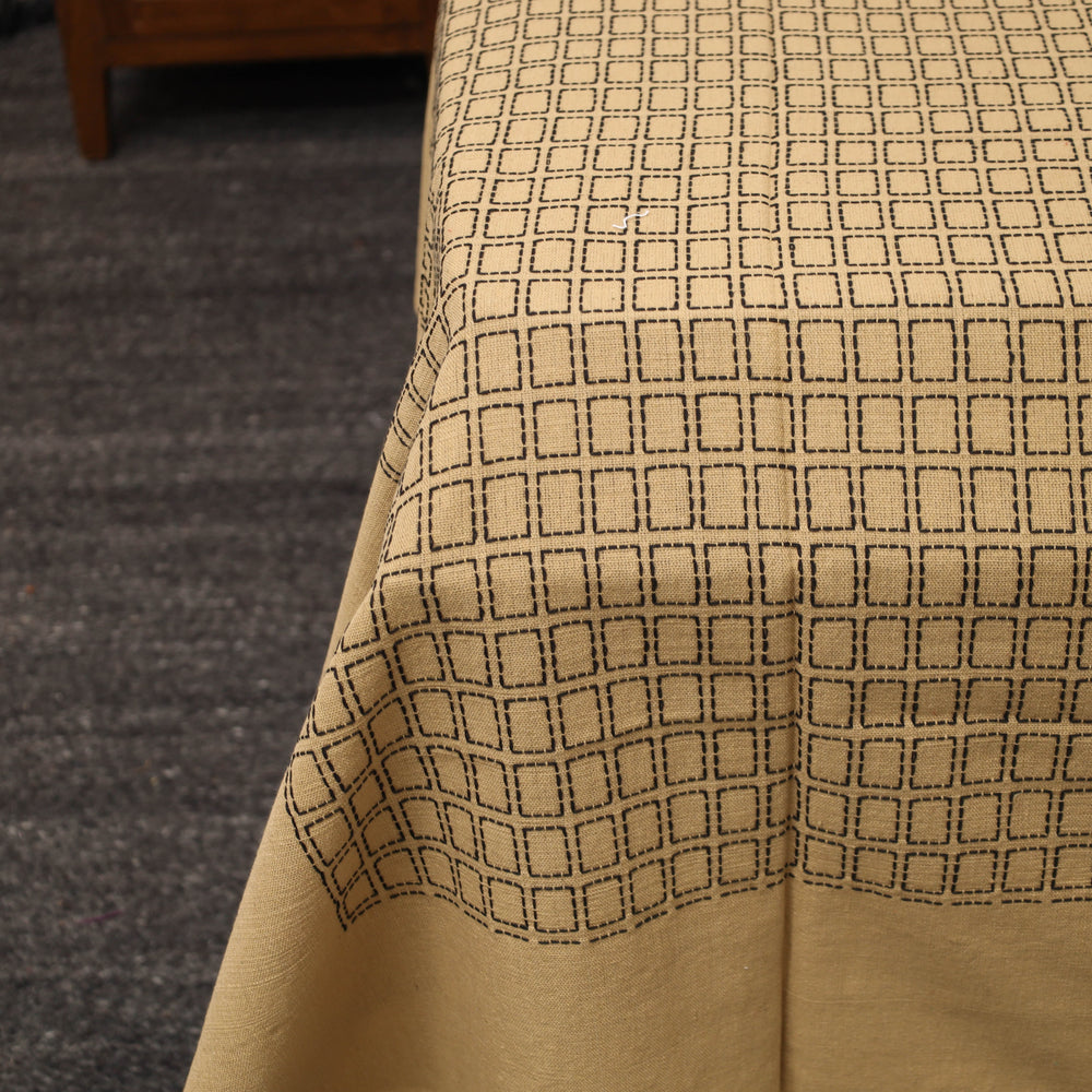 Brown - Pure Cotton Single Handloom Bed Cover from Bijnor 34