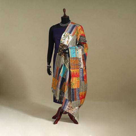 Multicolor - patchwork reversible silk bengal kantha work