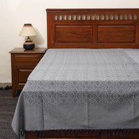 Grey - Pure Cotton Single Handloom Bed Cover from Bijnor 35