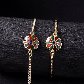 Handcrafted Meenakari Bhaiya Bhabhi Rakhi Set with Coir Box 42