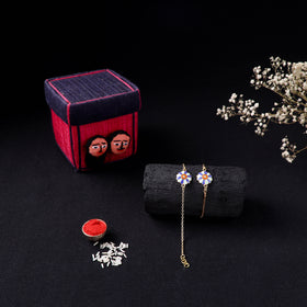 Handcrafted Meenakari Bhaiya Bhabhi Rakhi Set with Coir Box 43