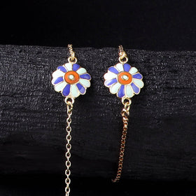 Handcrafted Meenakari Bhaiya Bhabhi Rakhi Set with Coir Box 43