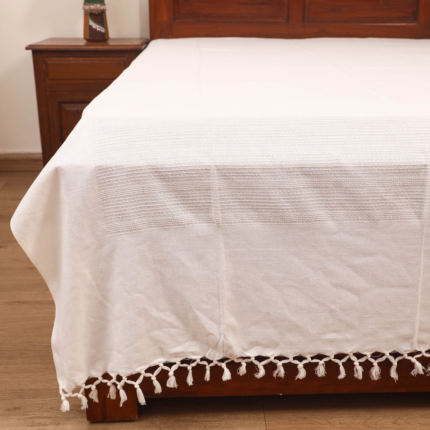 Bijnor Pure Handloom Cotton Single Bed Sheet (90 x 60 in) 80
