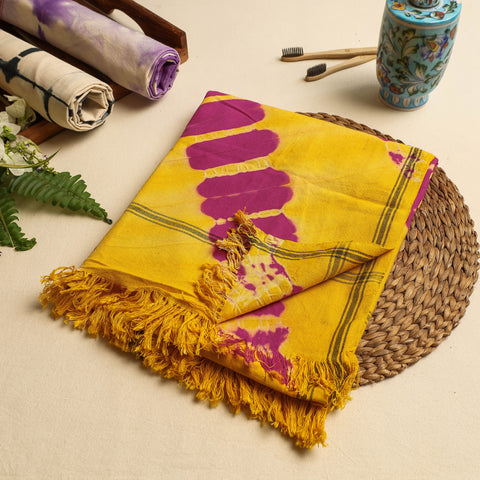 Yellow - Shibori Tie & Dye Pure Handloom Cotton Bath Towel