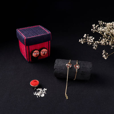 Handcrafted Meenakari Bhaiya Bhabhi Rakhi Set with Coir Box 45