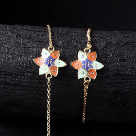 Handcrafted Meenakari Bhaiya Bhabhi Rakhi Set with Coir Box 46