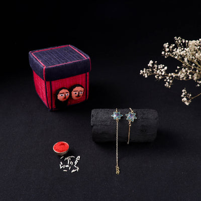 Handcrafted Meenakari Bhaiya Bhabhi Rakhi Set with Coir Box 48
