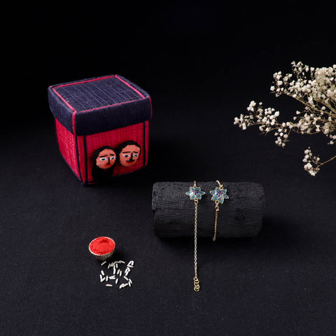 Handcrafted Meenakari Bhaiya Bhabhi Rakhi Set with Coir Box 48