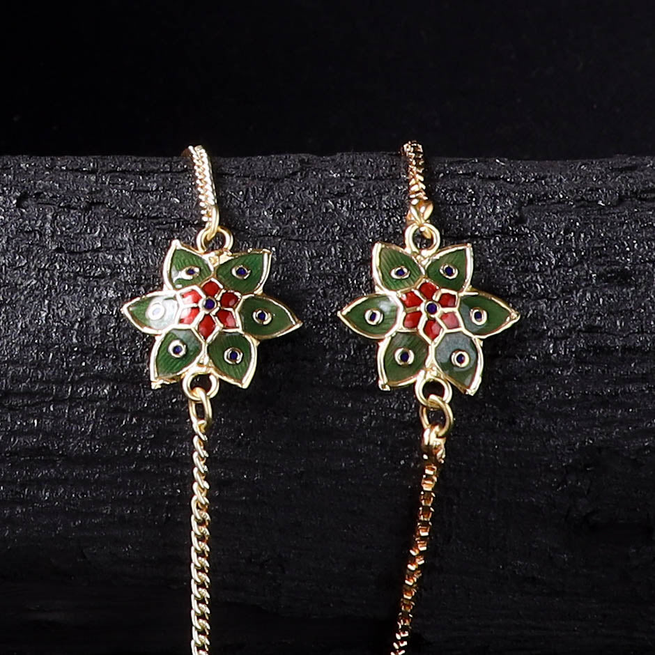 Handcrafted Meenakari Bhaiya Bhabhi Rakhi Set with Coir Box 49