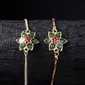 Handcrafted Meenakari Bhaiya Bhabhi Rakhi Set with Coir Box 49