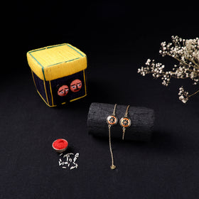 Handcrafted Meenakari Bhaiya Bhabhi Rakhi Set with Coir Box 51