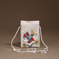 White - Madhubani Handpainted Mobile Sling Bag 01