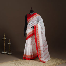 White - handloom cotton phulia jamdani saree 03