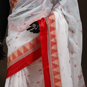 White - handloom cotton phulia jamdani saree 03