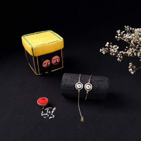 Handcrafted Meenakari Bhaiya Bhabhi Rakhi Set with Coir Box 53