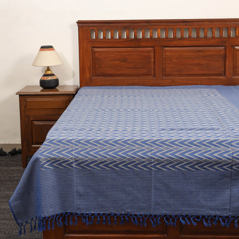 Blue - Pure Cotton Single Handloom Bed Cover from Bijnor 37